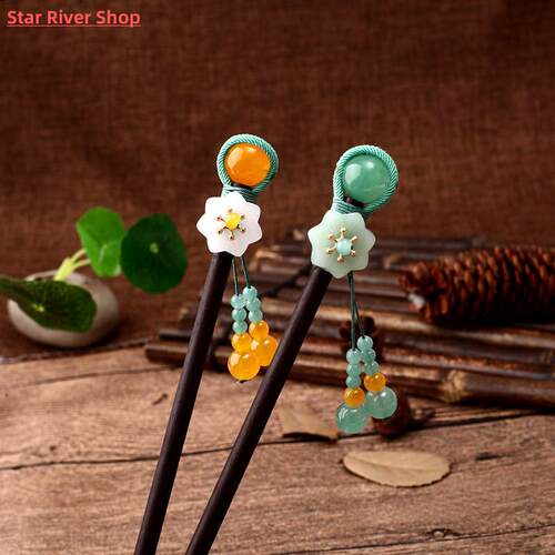 极速New Handmade Luxury Flvower Hairpins Hair Sticks Vintage