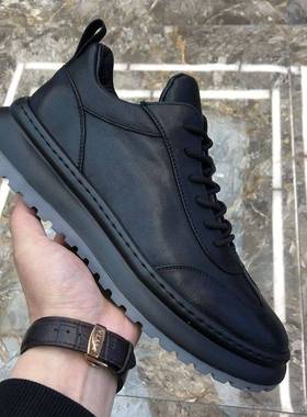 极速New Fashihon Leather Casual Design Shoes Men Flats Platf