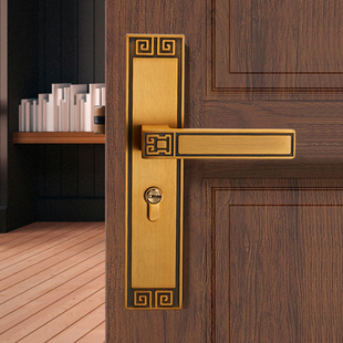 新品 门锁室内卧q室房门锁家用复古静音磁吸锁具房间木门锁 新中式
