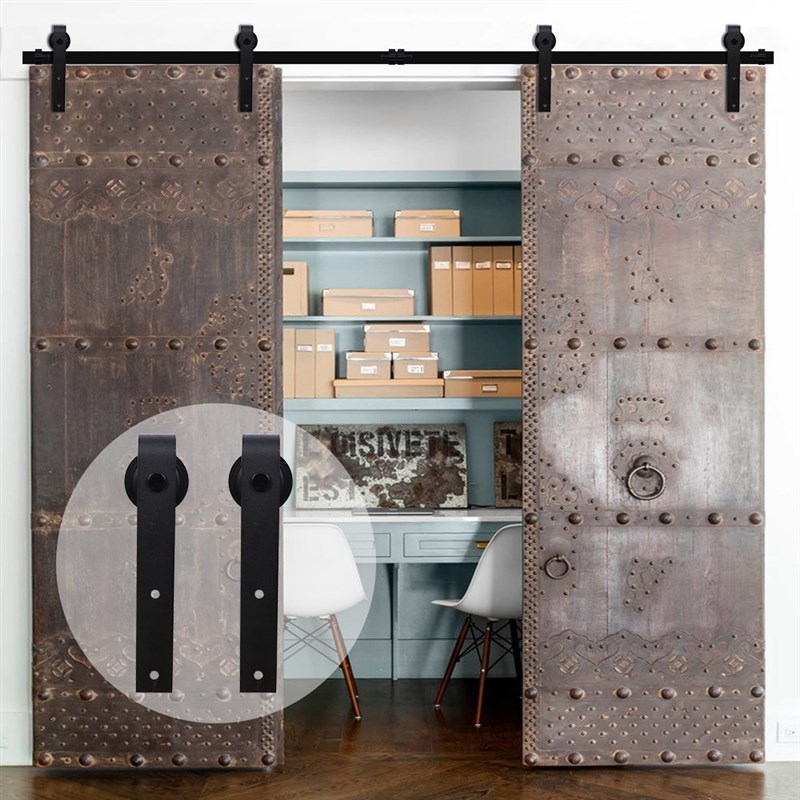 极速LWZH eEuropean Wood Barn Door 6FT/6.6FT/7FT/7.5FT/8.2FT/