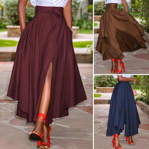极速Long Maxi Skirnts ZANZEA Women Skirts Summer Vintage Zip