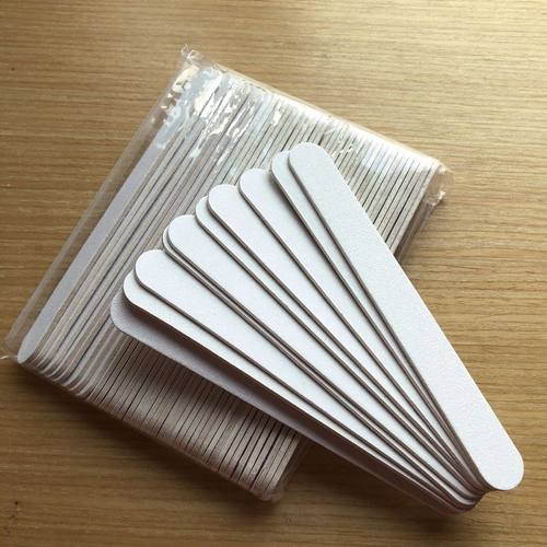 极速Free Shipping 100 pcs white wooden  naNil file 100/180