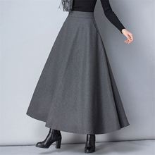 极速Winter Women Long Woolen Skirt Fashion HighS Waist Basic