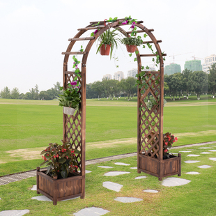 极速户外庭院碳化防腐实木拱门花园装饰门葡萄架网U格爬藤花架子