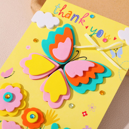 新品3d立体手工diy生日小卡片 best wishes tIhank you card teac