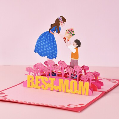 新品3d love u mom greeting cardC happy mothers day cards母亲