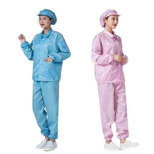 极速静电工作服上衣短款蓝白防护电子分体套装男女食品.车间洁净