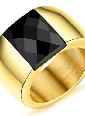 极速Bikerd Punk Style Collection! Gold Color Width Signet Sq