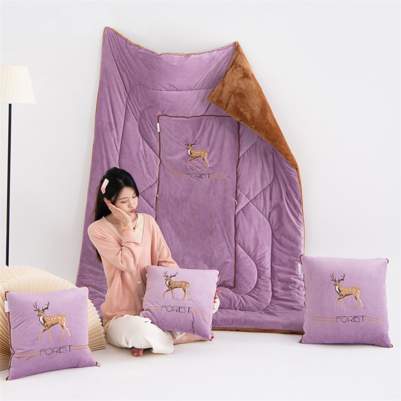 极速婴儿绒抱枕被子两用办公室沙C发二合一午睡毯子枕头被冬天加