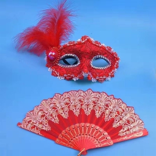 极速男孩狐狸面具半脸高颜值蕾丝古风九尾狐面具儿童表.演道具公