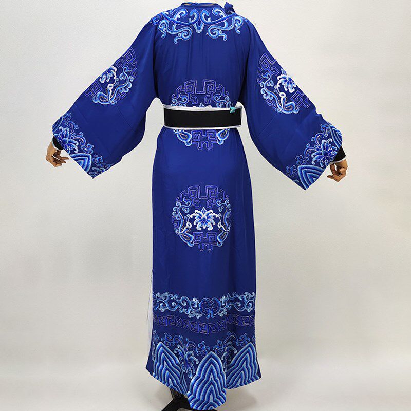 新品2020新款戏服男戏剧戏曲越剧服陈琳太监O演出服深蓝浪花绣花
