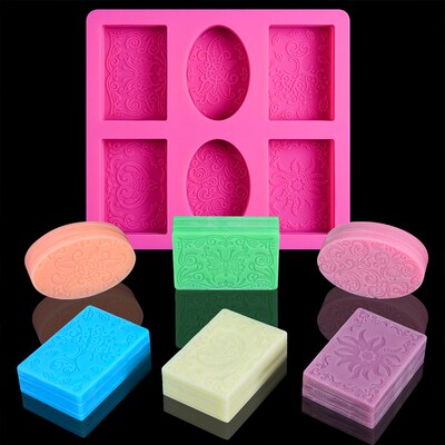 极速DIY Silicone Soap Mold  Soap DMaking 3D 6 ms Oval Rectan