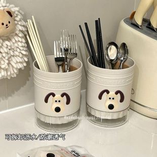 容器快餐店筷子筒轻奢高级感商用塑料沥水筷桶家用筷子篓 放勺子