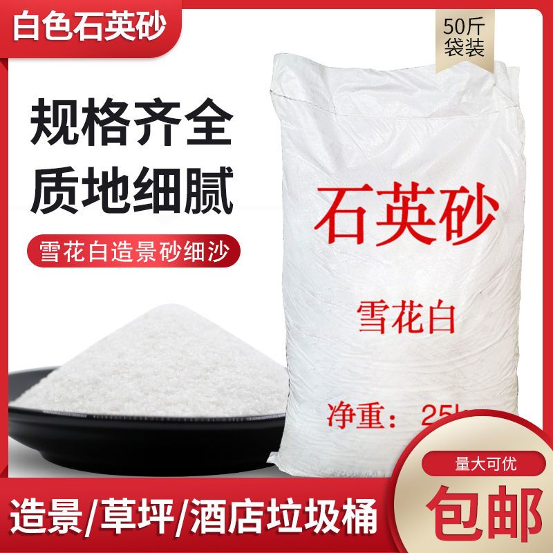 50纯白石英砂白色细沙水处理白沙子过滤料白砂酒店垃圾桶烟灰缸用