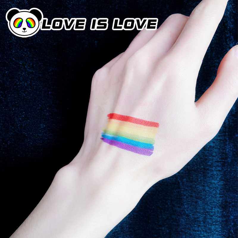 六色彩虹一次性纹身贴贴脸活动拍照手臂身体面部装饰贴画