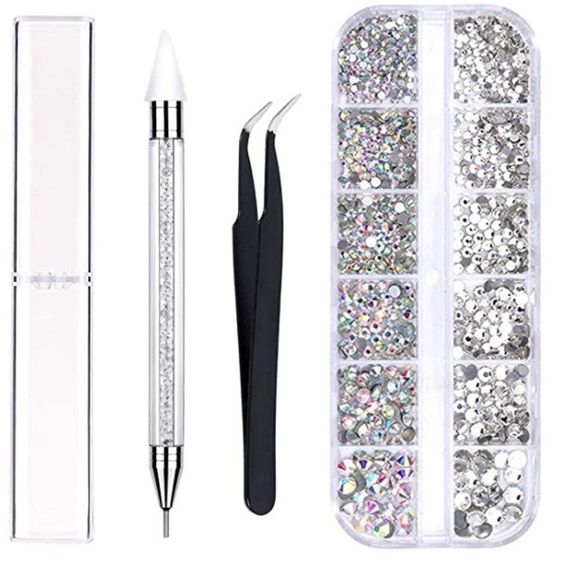 极速美甲AB钻水钻 12格长方盒饰B品 加点钻蜡笔加镊子套装 双头点,彩妆/香水/美妆工具,指甲装饰,淘宝优惠券,粉丝福利购,淘宝优惠卷