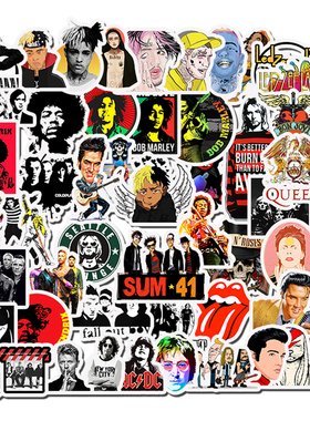 极速50apcs Rock Roll Music Retro Band Stickers Waterproof ni