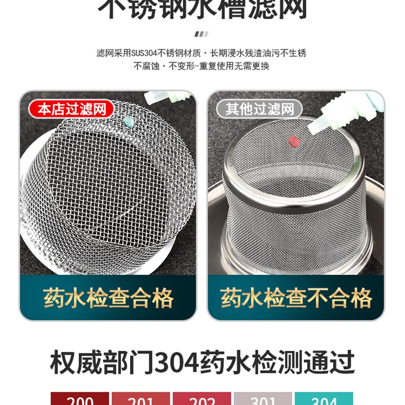 极速304不锈钢厚水槽过滤网厨房洗菜盆漏斗家Q用洗碗水池水槽下水
