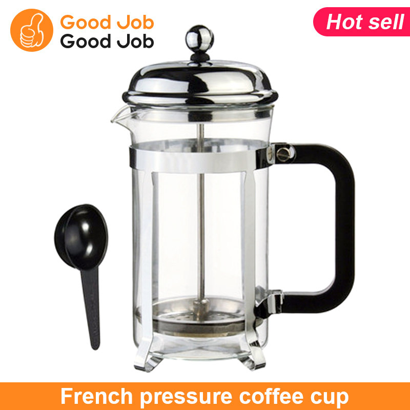 新品Sliver French Press Coffee Maker Cafetiere Cup WFrame he