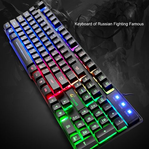 极速Rainbow Mechanical Keyboard MousGe Set 104 Keys Blue Swi
