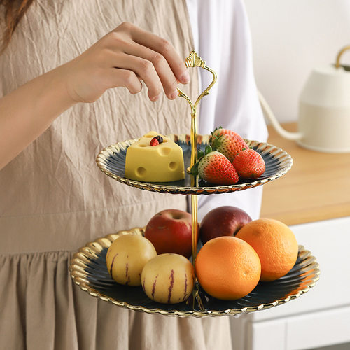 新品2 Ticer Double Layer Gold Cake Cakecup Stand Holder Cera