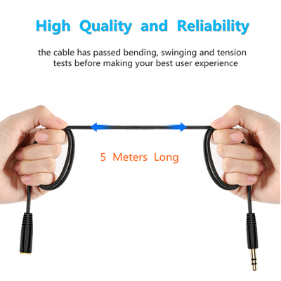 极速5m b16Ft Earphone Headphone Extension Cable 3.5mm Jack M