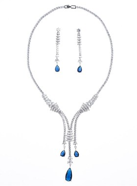 极速项链耳环锆石套装新娘礼服婚纱配饰件晚宴奢华U轻奢首饰套珠