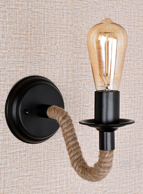 极速Industrial wall Lamp Hemp Rope Wall+Lamps Retro SYconces