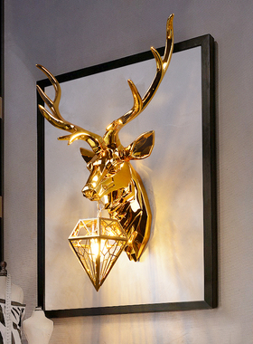 极速Nordic Antlers Wall Lamp Home Decor Retro Art DeerZ Head