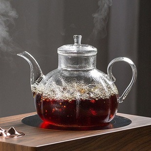 日式 煮茶壶 新款 纯手工锤纹耐热玻璃茶壶 花茶 花瓣壶 功夫茶具