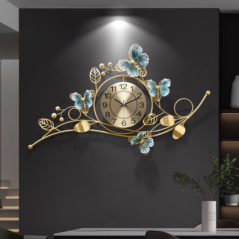 新中式高级感装饰钟表挂钟客厅时钟挂墙2I024新款餐厅背景墙上挂