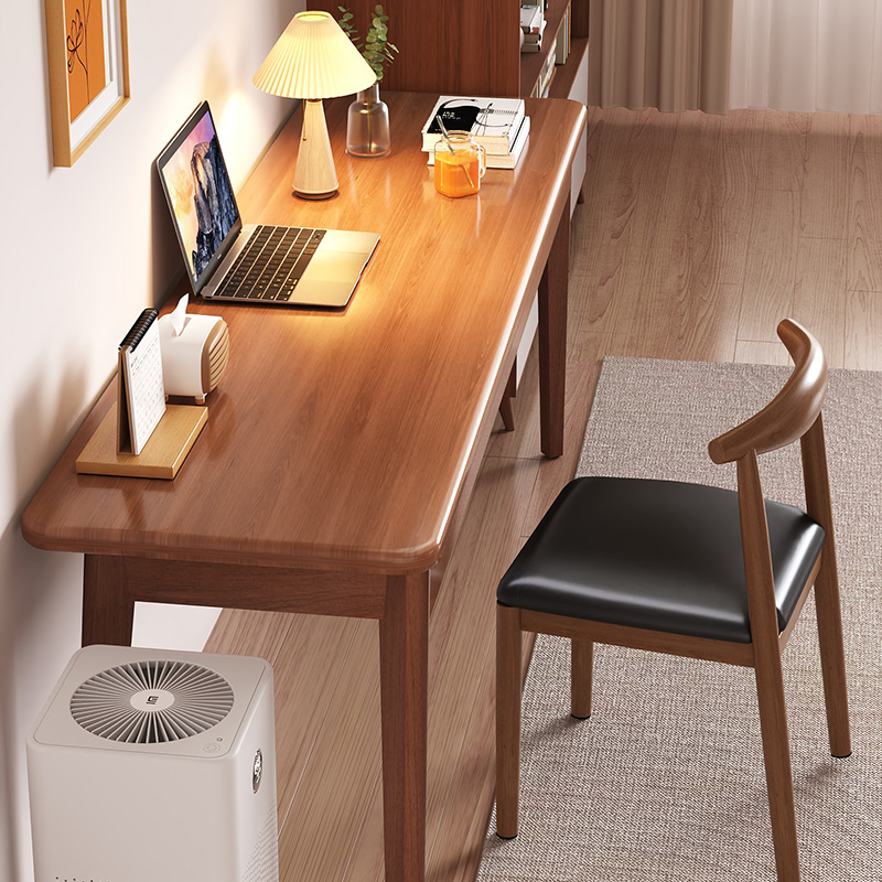 实木腿窄书桌长条桌40/50vcm家用电脑桌卧室学生学习桌小户型桌子