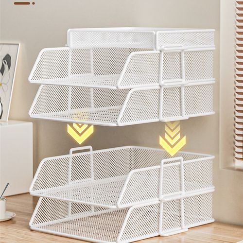 桌面文件收纳架金属文件框置物栏书桌档案资料置物架文件夹收纳盒