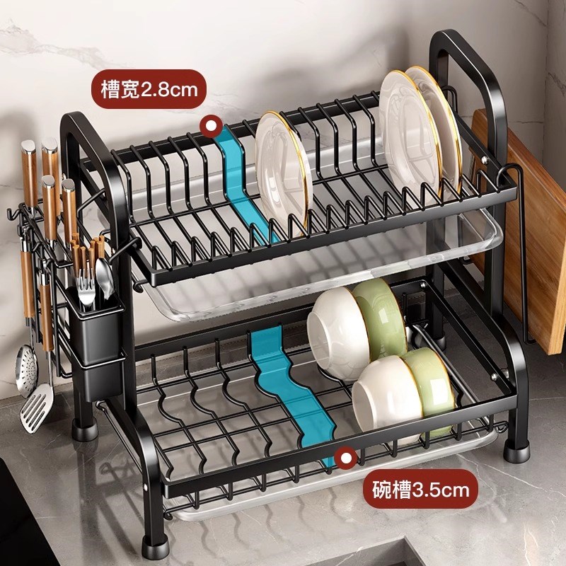 厨房置物架碗碟收纳架沥水架家用双层碗柜碗碟架多功能放碗盘架子