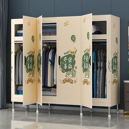 钢架简易衣柜家用卧室磁吸门衣柜宿舍出租房多层落地衣橱收纳柜子