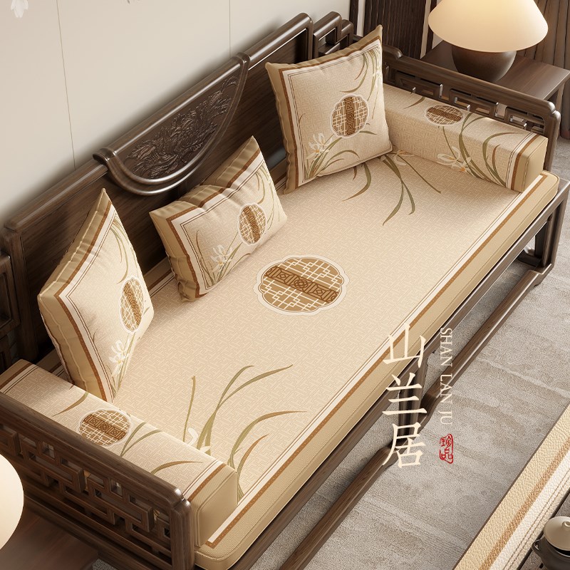 新中式红木沙发垫坐垫高密度海绵飘窗垫窗台垫加T厚罗汉床垫山兰