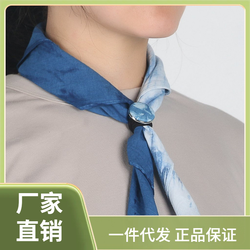 ? 植物草木蓝染手工扎染纯棉布新款小方巾手帕茶巾头巾