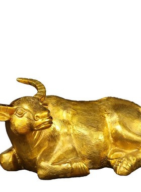 纯黄铜卧牛一对生肖牛摆件定w制办公室牛气冲天旺市牛铜牛装饰摆