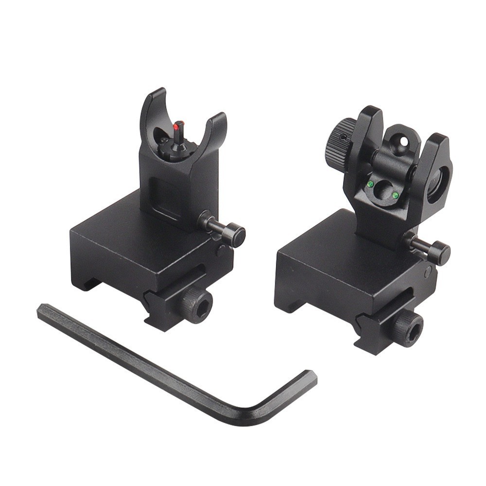 光纤机械瞄金属准星折叠机瞄 光纤瞄准器前红后绿 Iron Sight