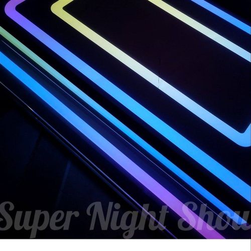 新款KTV茶几七彩发光简约专用酒吧岩板钢化玻璃不锈钢包厢酒桌子