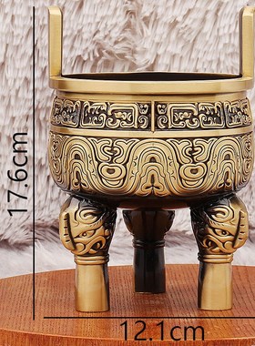 铜摆件仿古千秋克鼎家居店铺开业装饰宗庙老物件三足鼎金属工艺品