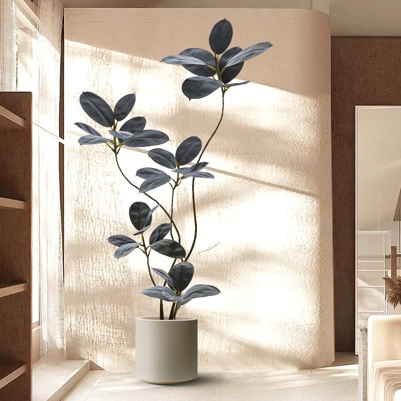 大型客厅落地摆件室内沙发电视柜旁边假植物黑金刚橡皮树仿真绿植