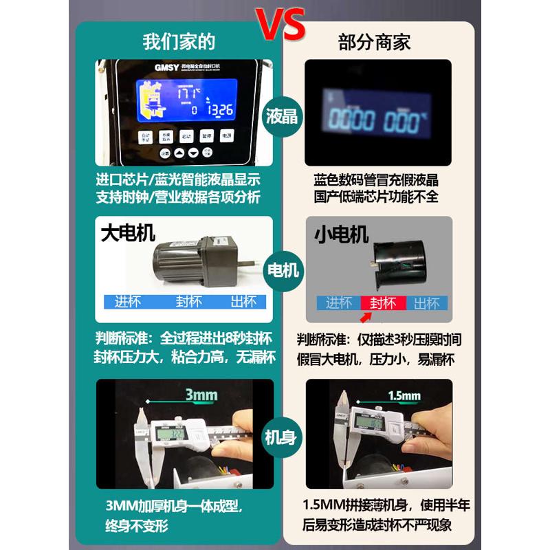 GMSY全自动奶茶店封口u机商用豆浆封口机冷热饮料纸塑通用封杯机