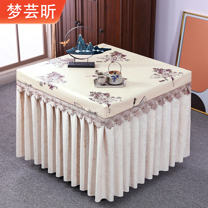 欧式桌罩a防水防油耐脏夏季烤火桌罩雪尼尔布正方形电炉罩烤火炉