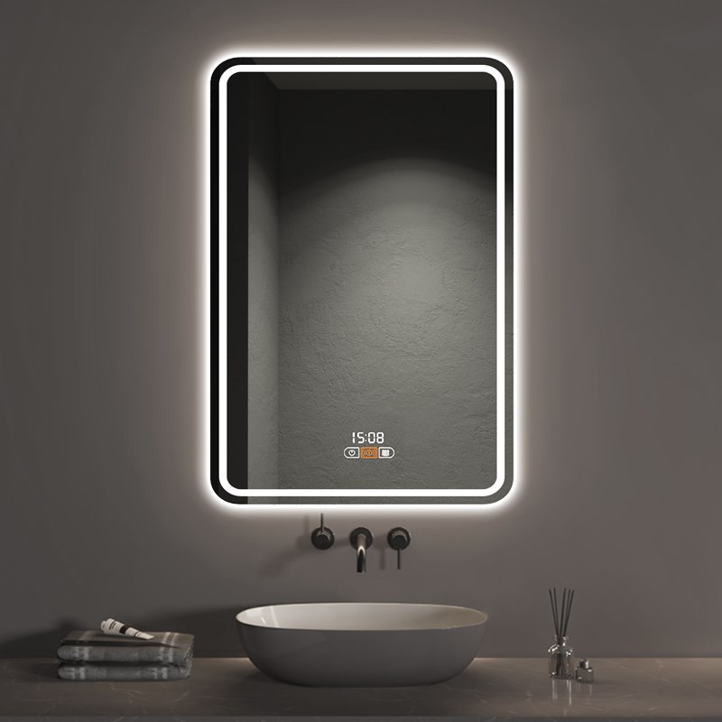 智能方镜a触摸屏除雾浴室镜子定制卫生间led灯镜挂墙式化妆镜竖挂