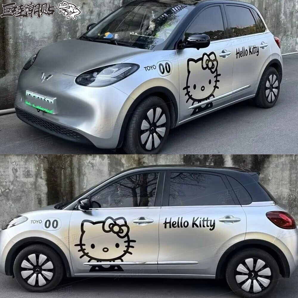 五菱缤果plus宾果mini四门Kitty猫KT猫可爱拉花卡通改装饰车贴纸