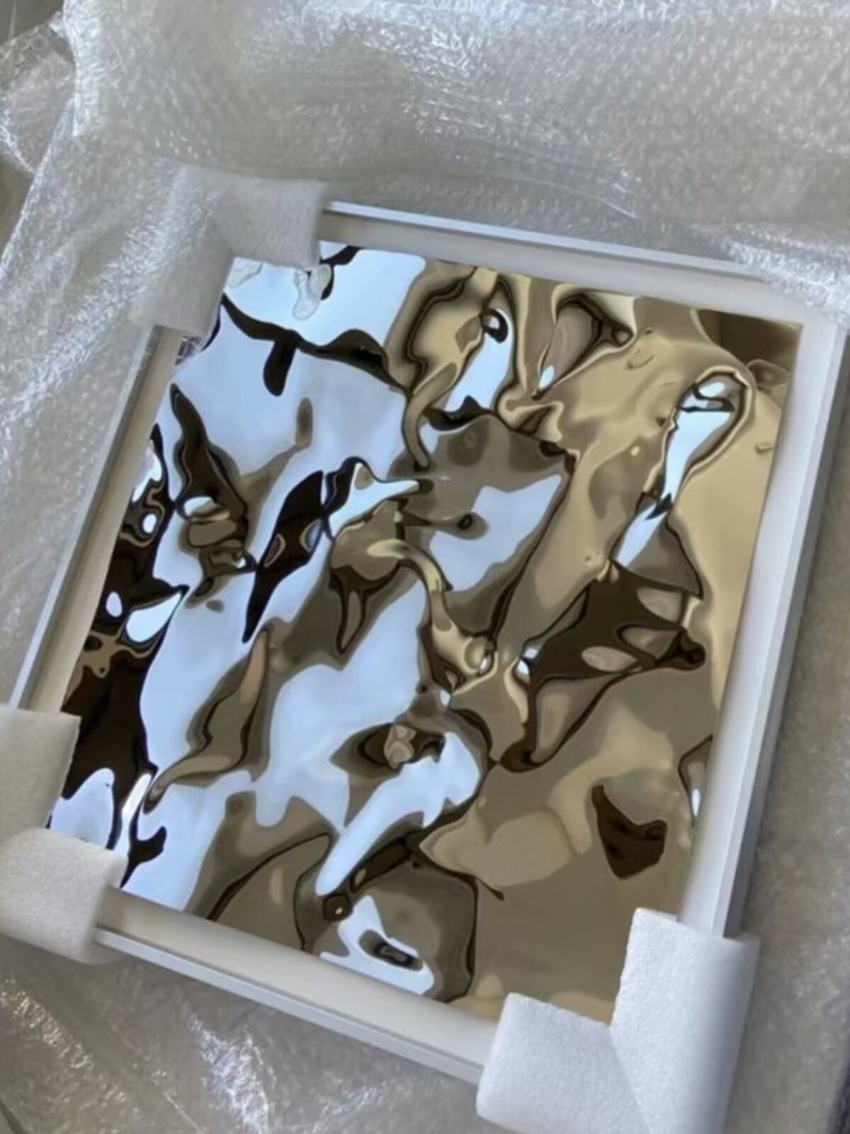 销i水波纹不锈钢板吊顶背景墙天x花金属镜面压花板凹凸波浪装饰板