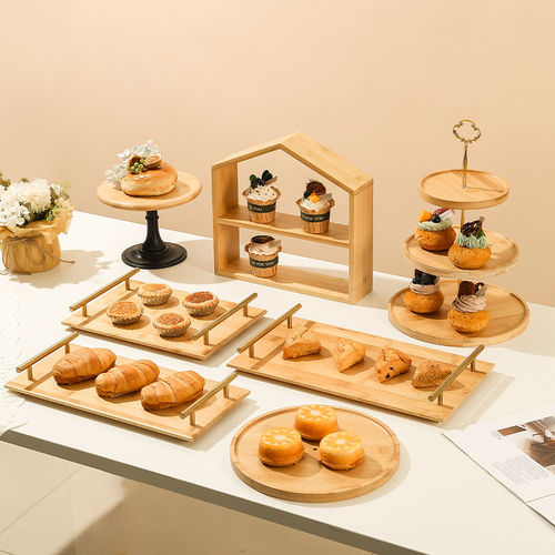 森系甜品台摆件展示架木质蛋糕托盘下午茶点心架餐具冷餐茶歇摆台