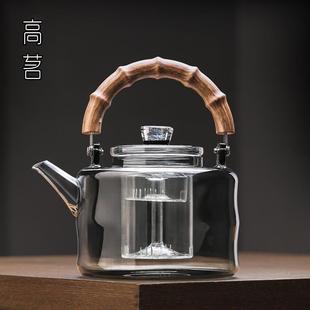 提梁壶蒸煮一体煮茶器大容量耐高温玻璃煮茶壶电陶炉专用家用高档