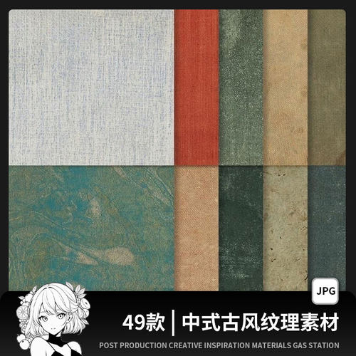 布料复古中式古风纹理肌理质感底纹布纹海报背景图底图PS素材JPG